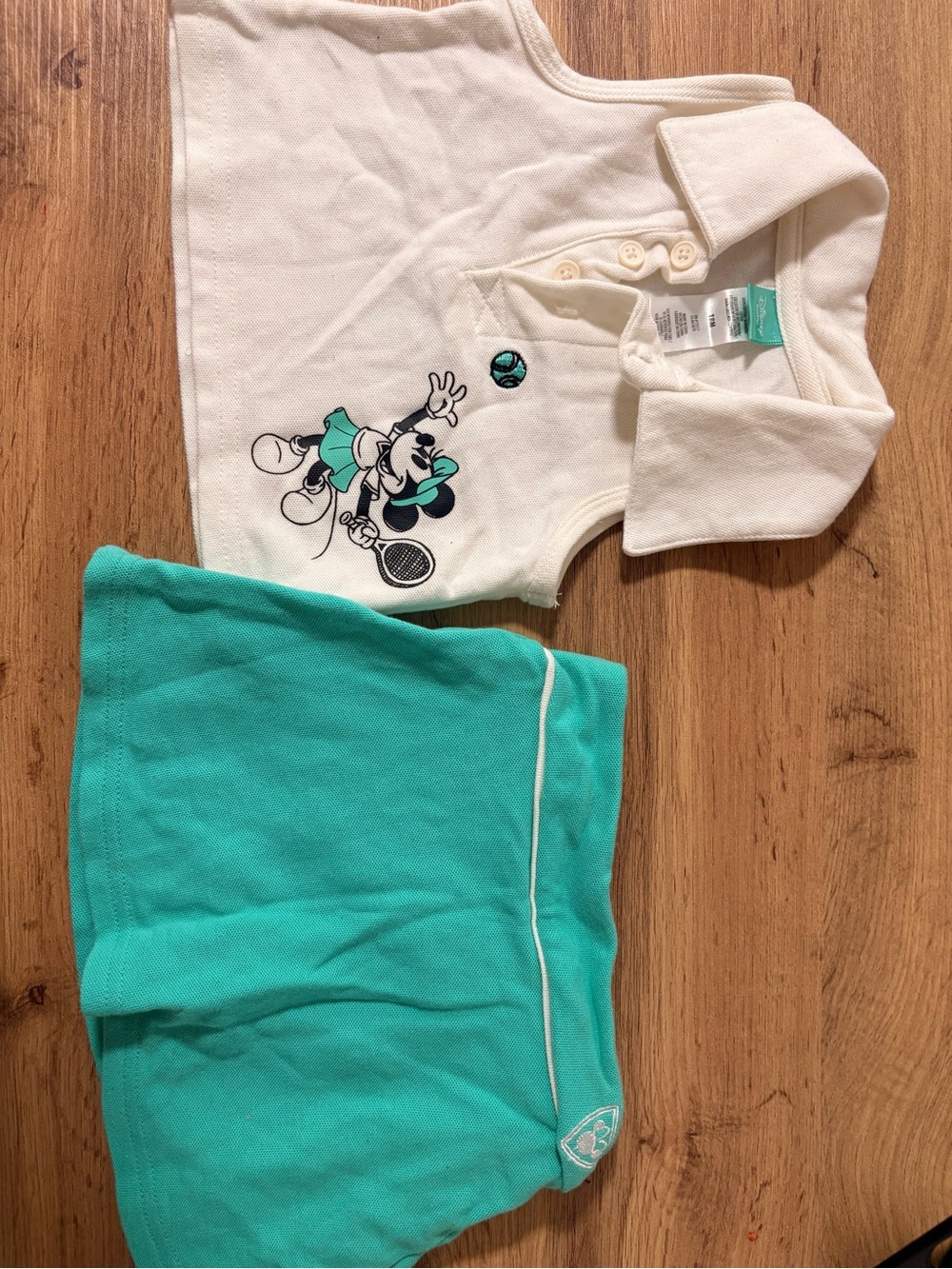 Disney White & Teal Minnie Mouse Tank & Skirt Set